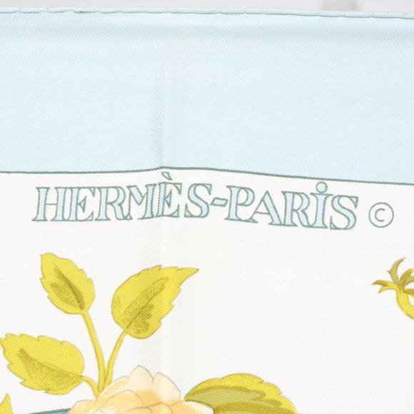 HERMES Carre 90 ROMANTIQUE Scarf Silk Blue Auth am5236 - Picture 11 of 16